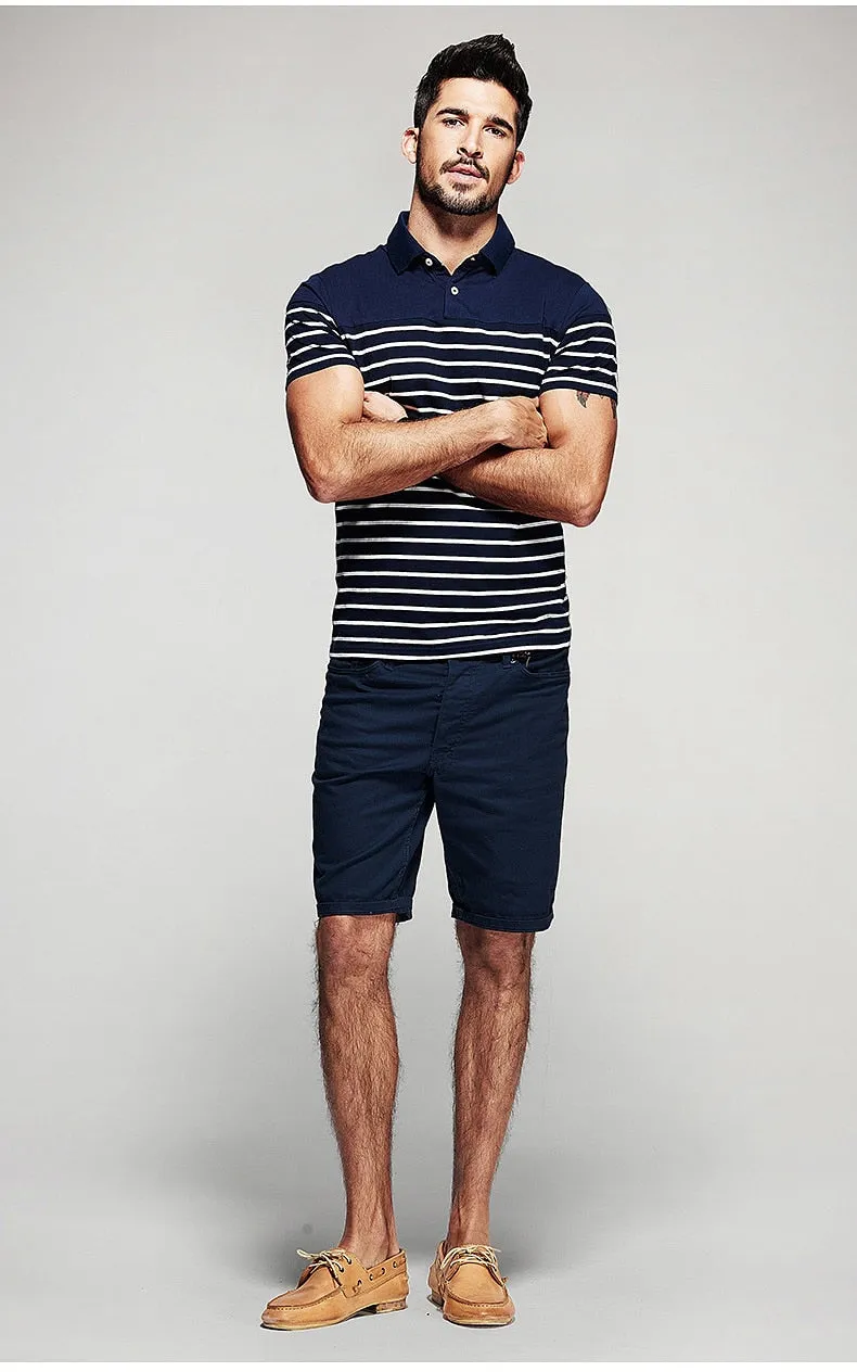 Men's Summer Cotton Striped Slim Polo T-Shirt