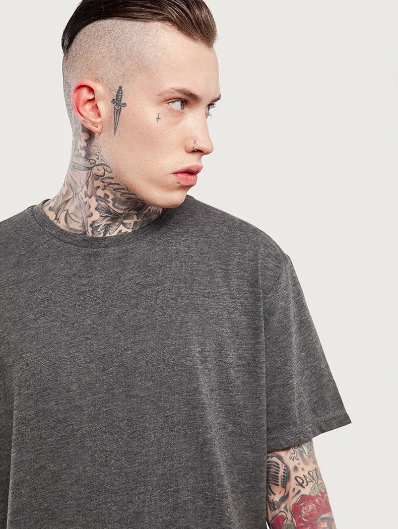 Men's Summer Elongated Plain Cotton T-Shirt