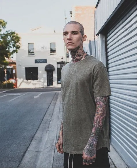 Men's Summer Elongated Plain Cotton T-Shirt