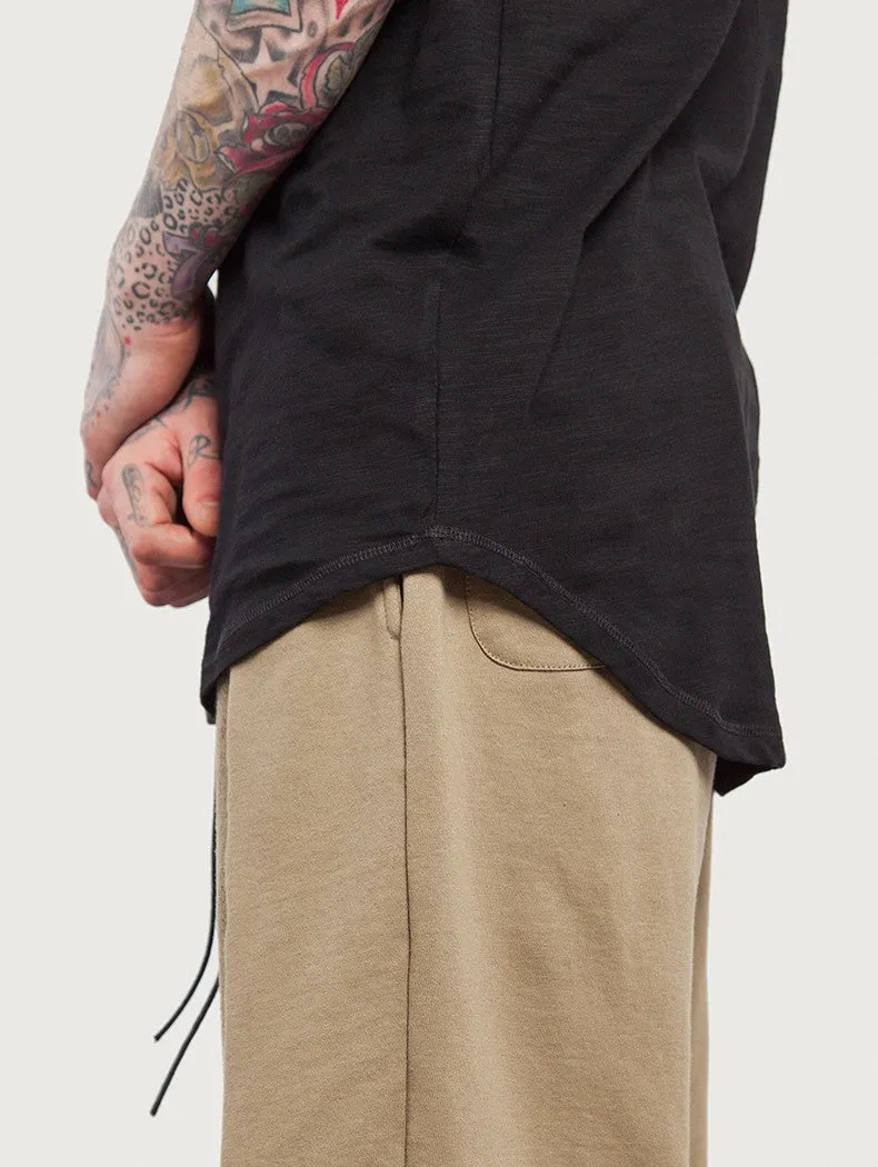 Men's Summer Elongated Plain Cotton T-Shirt