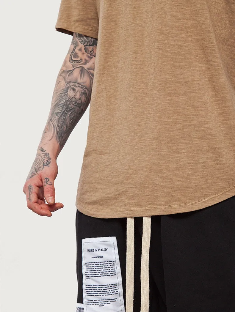 Men's Summer Elongated Plain Cotton T-Shirt