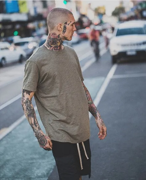 Men's Summer Elongated Plain Cotton T-Shirt