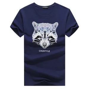 Men's Summer O-Neck Slim T-Shirt With Racoon