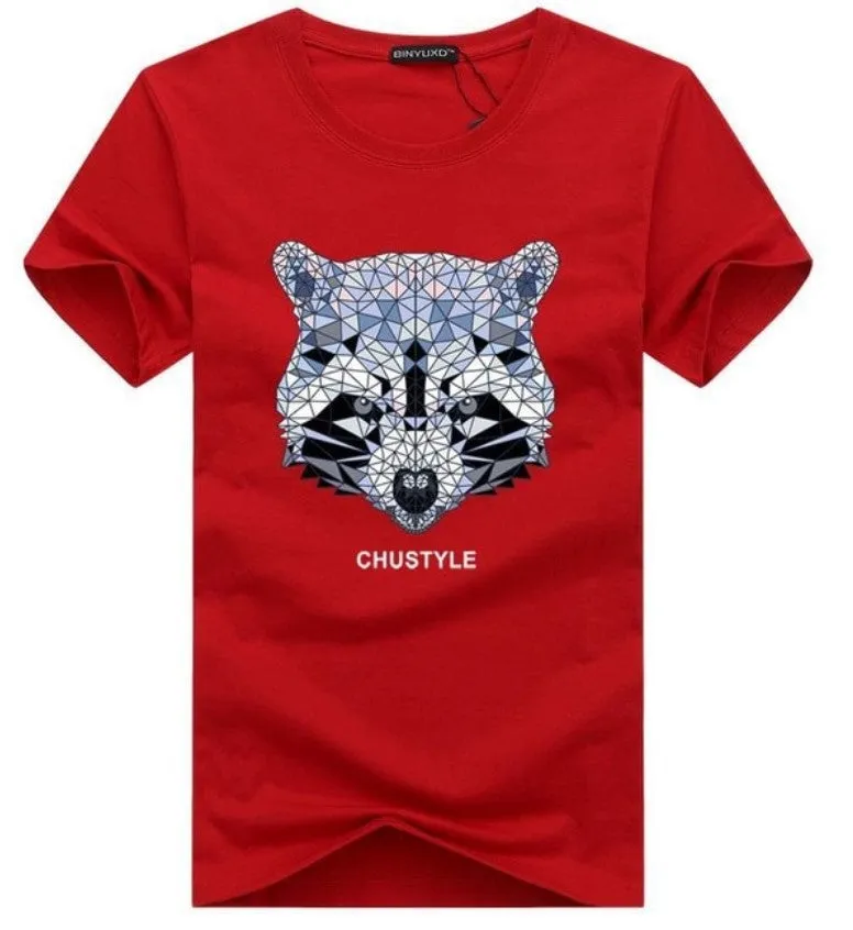 Men's Summer O-Neck Slim T-Shirt With Racoon