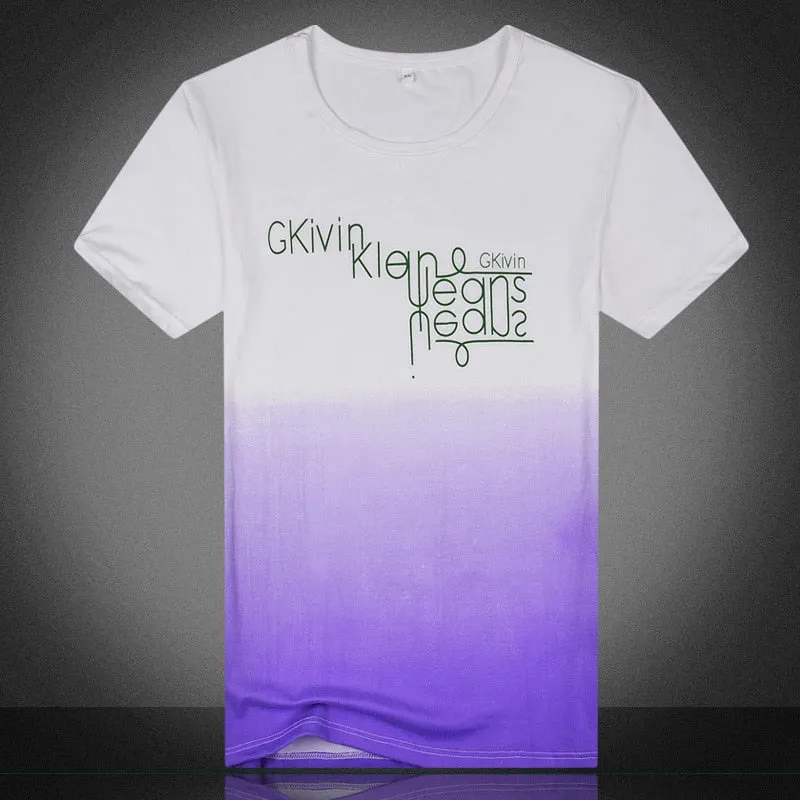 Men's Summer O-Neck T-Shirt In Gradient Color