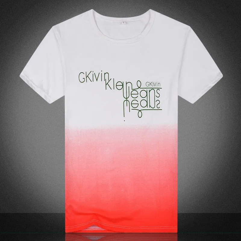 Men's Summer O-Neck T-Shirt In Gradient Color