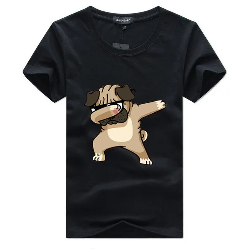 Men's Summer O-Neck T-Shirt With Printed Pug-Dog