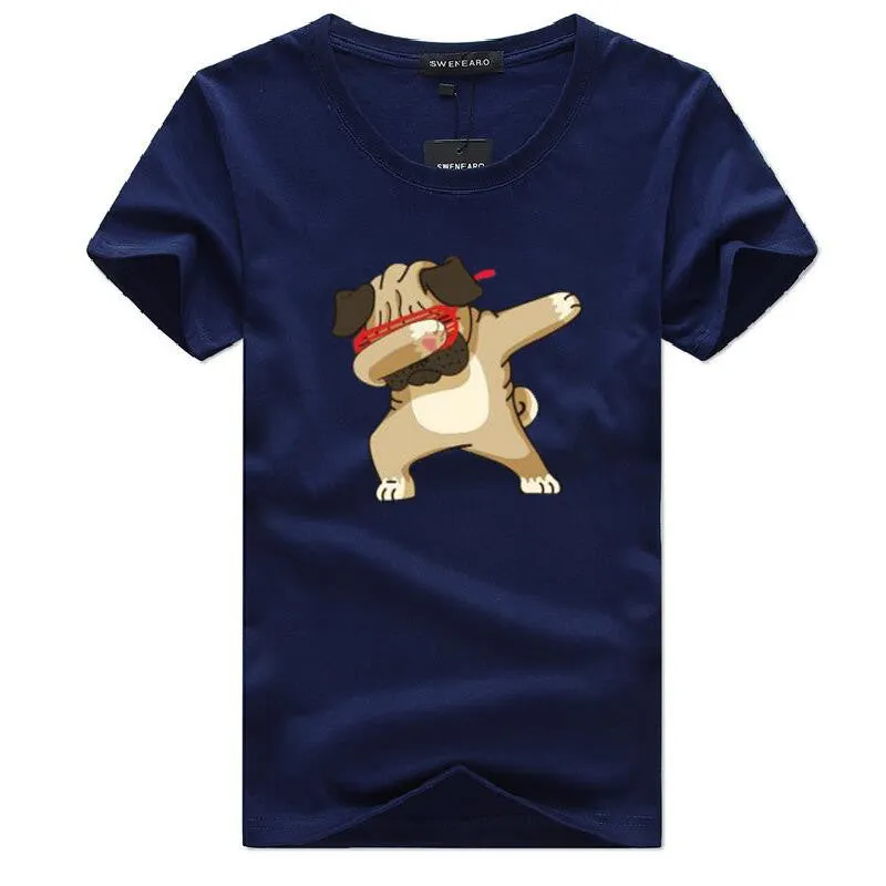 Men's Summer O-Neck T-Shirt With Printed Pug-Dog