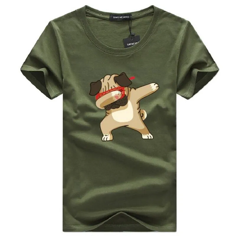 Men's Summer O-Neck T-Shirt With Printed Pug-Dog