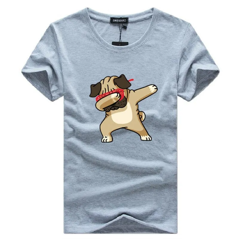Men's Summer O-Neck T-Shirt With Printed Pug-Dog