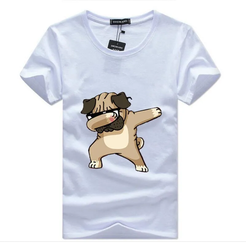Men's Summer O-Neck T-Shirt With Printed Pug-Dog