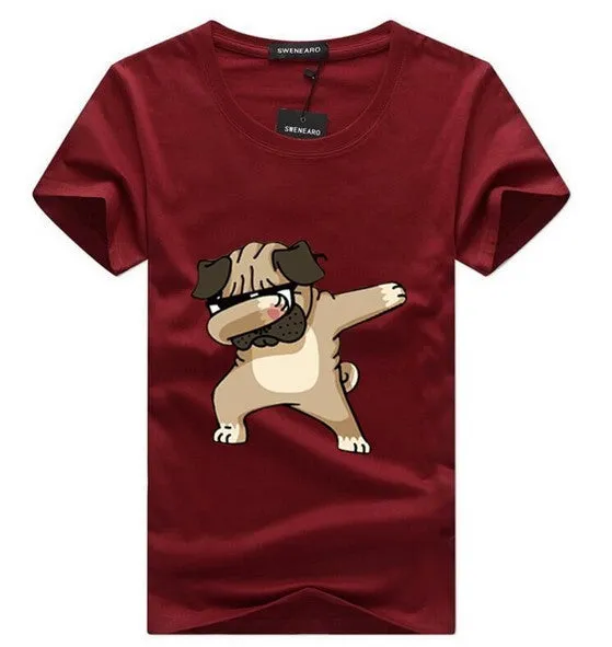 Men's Summer O-Neck T-Shirt With Printed Pug-Dog