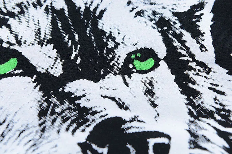 Men's Summer Short-Sleeved T-Shirt With Printed Wolf