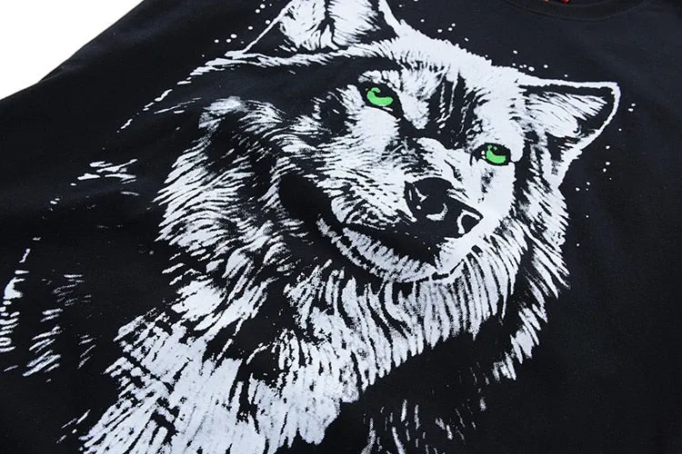 Men's Summer Short-Sleeved T-Shirt With Printed Wolf