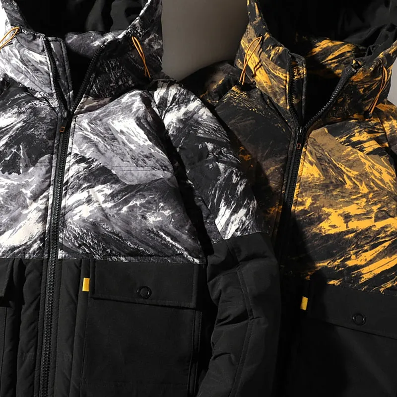 Men's Thick Patterned Hooded Down Jacket