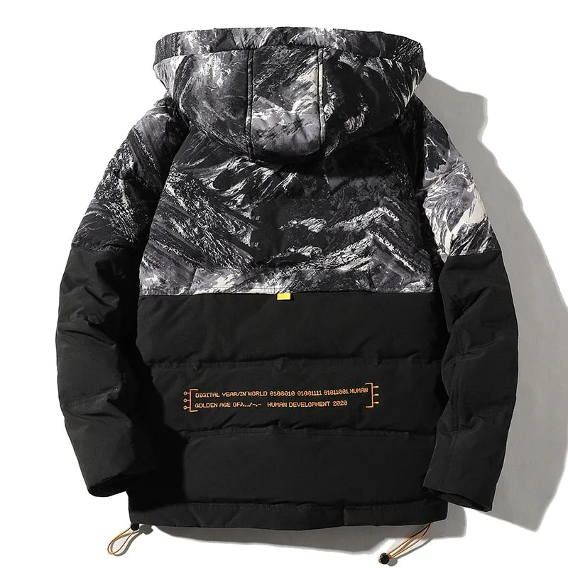 Men's Thick Patterned Hooded Down Jacket