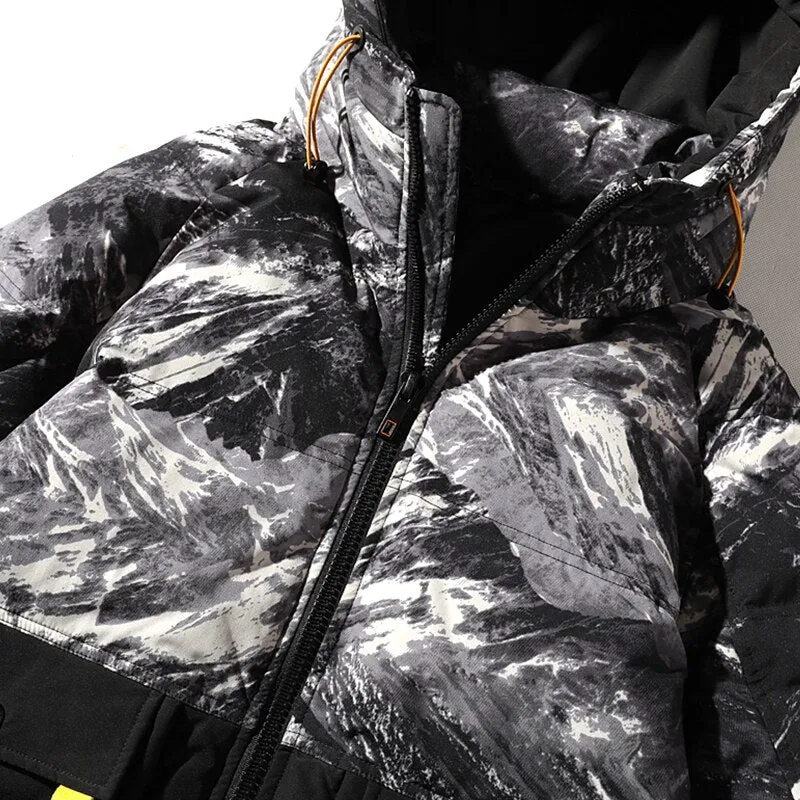Men's Thick Patterned Hooded Down Jacket