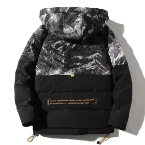 Men's Thick Patterned Hooded Down Jacket