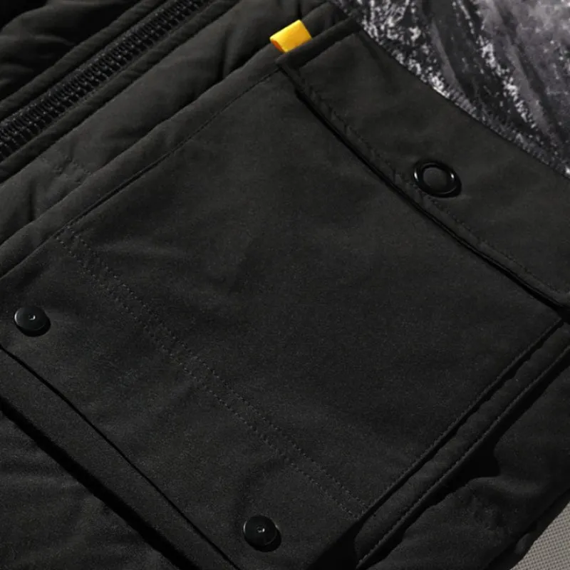 Men's Thick Patterned Hooded Down Jacket