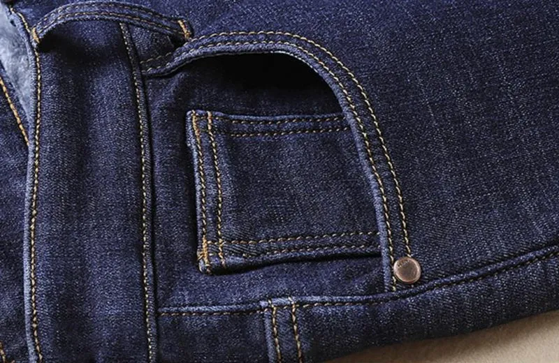 Men's Winter Casual Thick Fleece Jeans | Plus Size