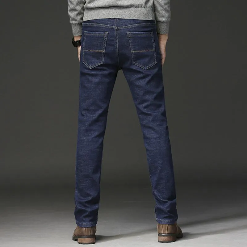 Men's Winter Casual Thick Fleece Jeans | Plus Size