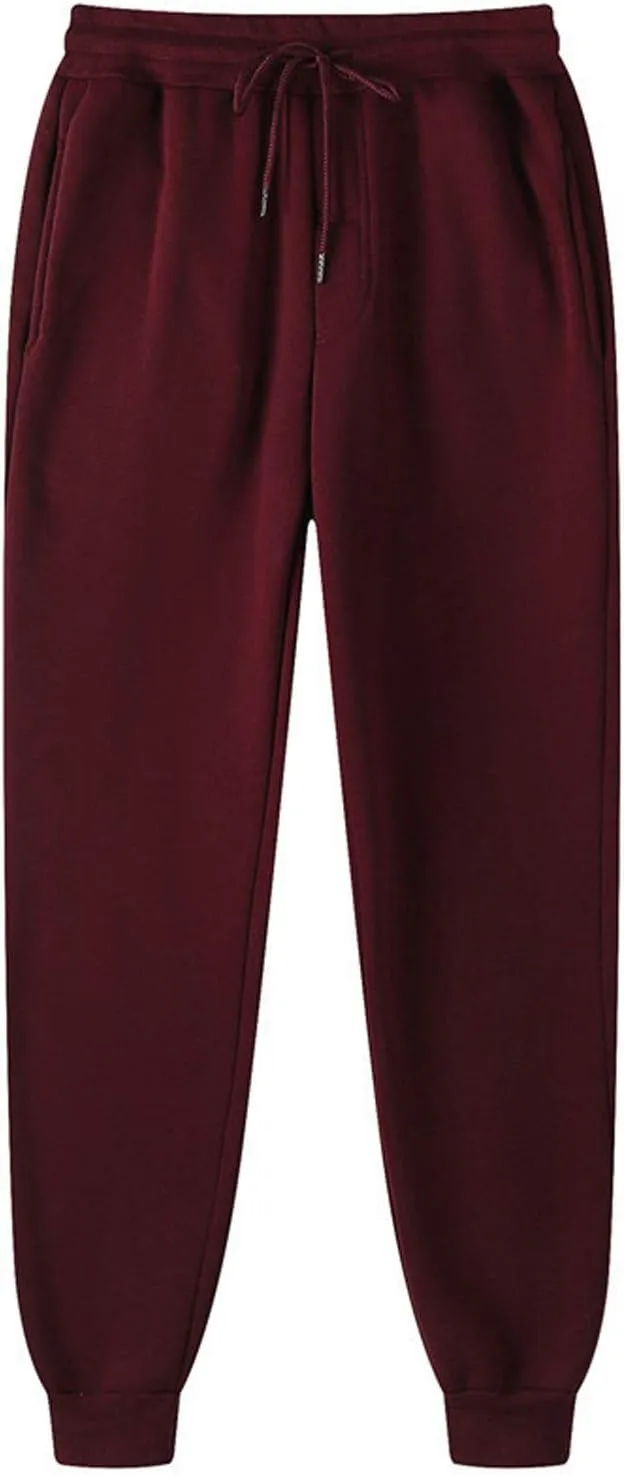 Men's Winter Fleece Pants Sherpa Lined Sweatpants Active Running Jogger Pants Drawstring Comfy Elastic Waist Trousers