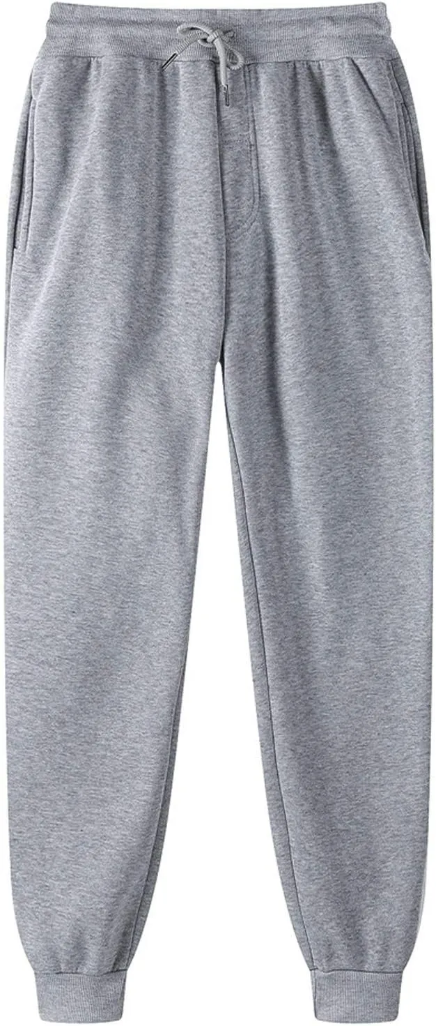 Men's Winter Fleece Pants Sherpa Lined Sweatpants Active Running Jogger Pants Drawstring Comfy Elastic Waist Trousers