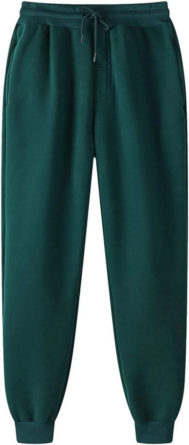 Men's Winter Fleece Pants Sherpa Lined Sweatpants Active Running Jogger Pants Drawstring Comfy Elastic Waist Trousers