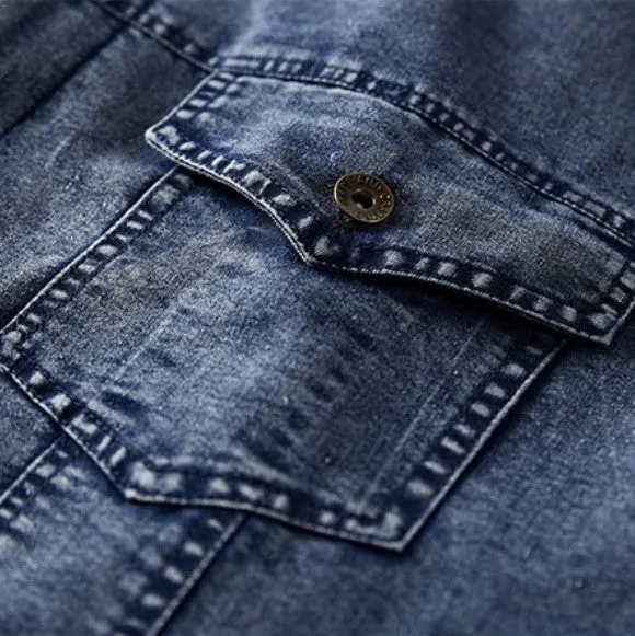 Men's Winter Warm Denim Cowboy Jacket With Lamb's-Wool Lining