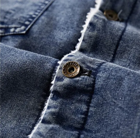 Men's Winter Warm Denim Cowboy Jacket With Lamb's-Wool Lining