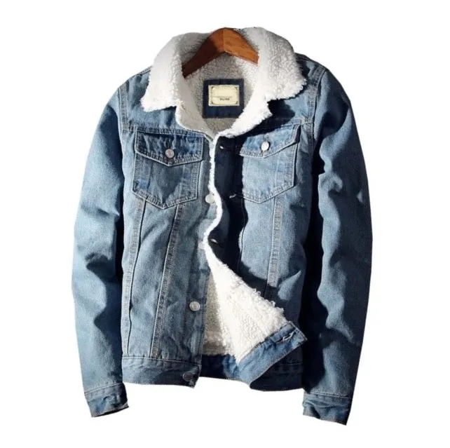 Men's Winter Warm Fleece Denim Cowboy Style Jacket