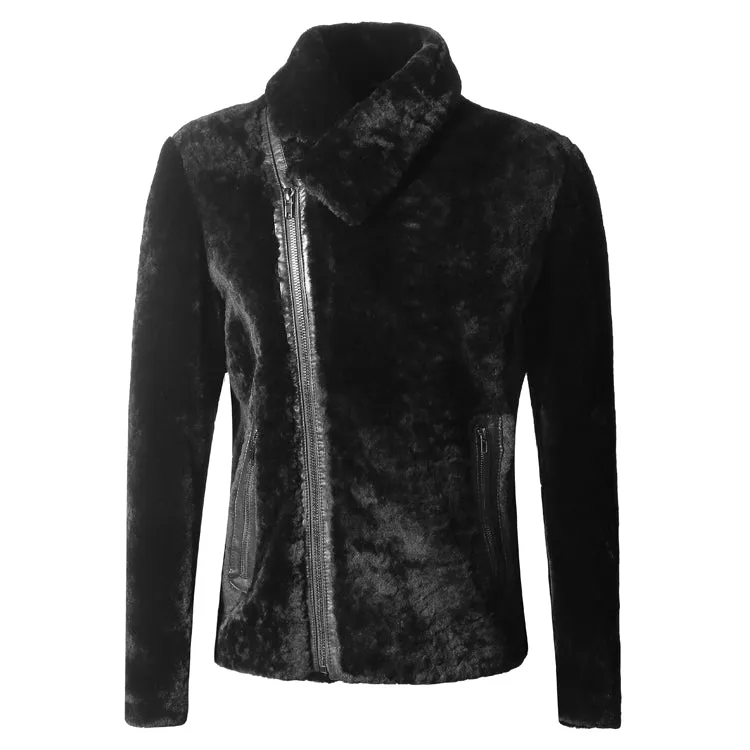 Men's Winter Warm Lamb's-Wool Genuine Leather Slim Jacket