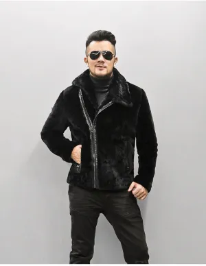Men's Winter Warm Lamb's-Wool Genuine Leather Slim Jacket