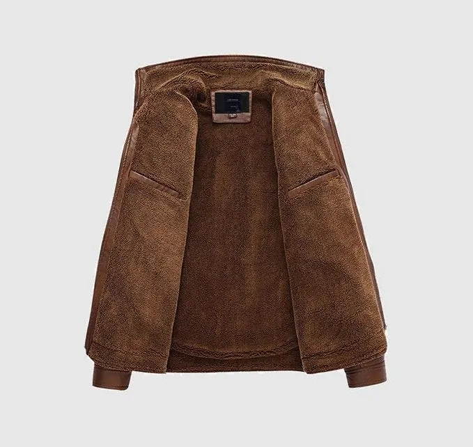 Men's Winter Warm Leather Thick Biker Jacket