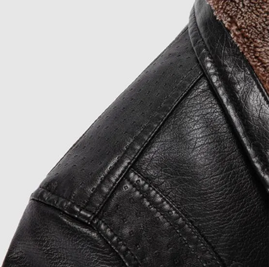 Men's Winter Warm Leather Thick Biker Jacket