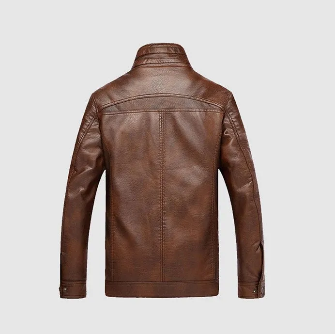 Men's Winter Warm Leather Thick Biker Jacket
