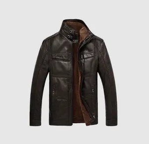Men's Winter Warm Leather Thick Biker Jacket