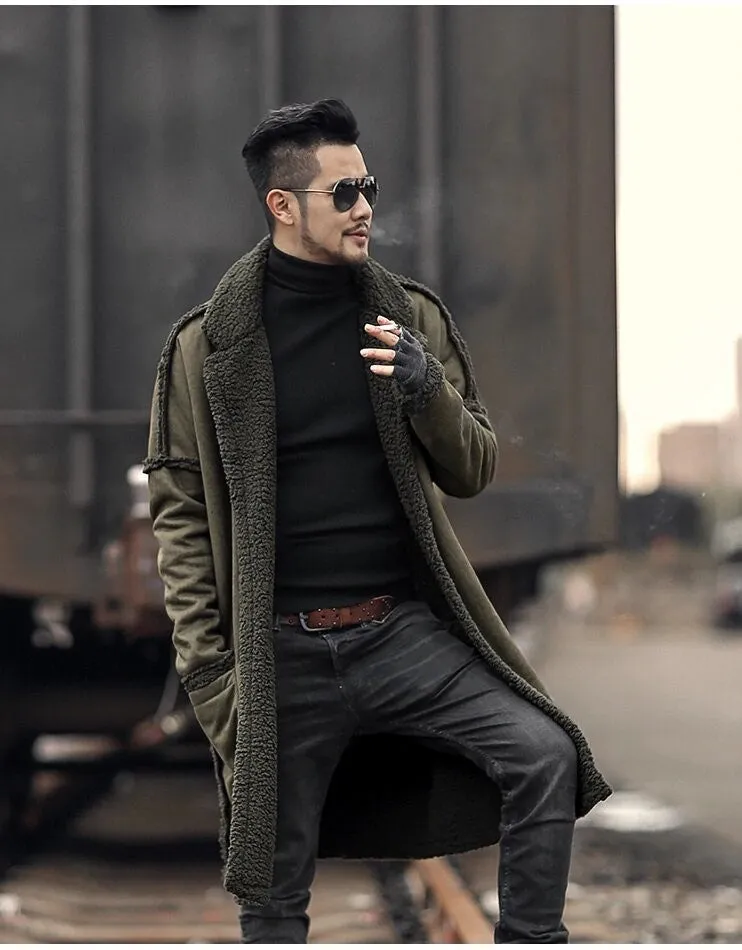Men's Winter Warm Plush Slim Two-Side Long Furry Coat