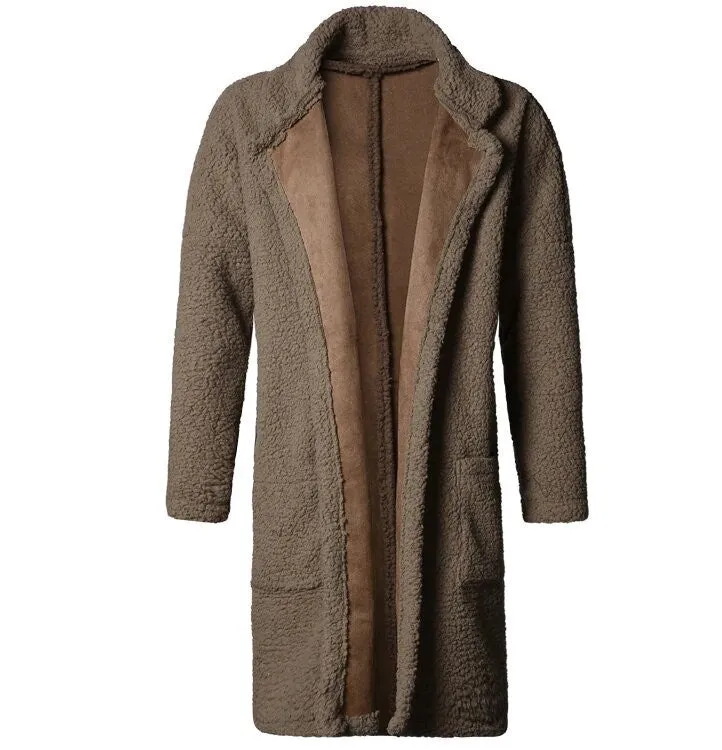 Men's Winter Warm Plush Slim Two-Side Long Furry Coat