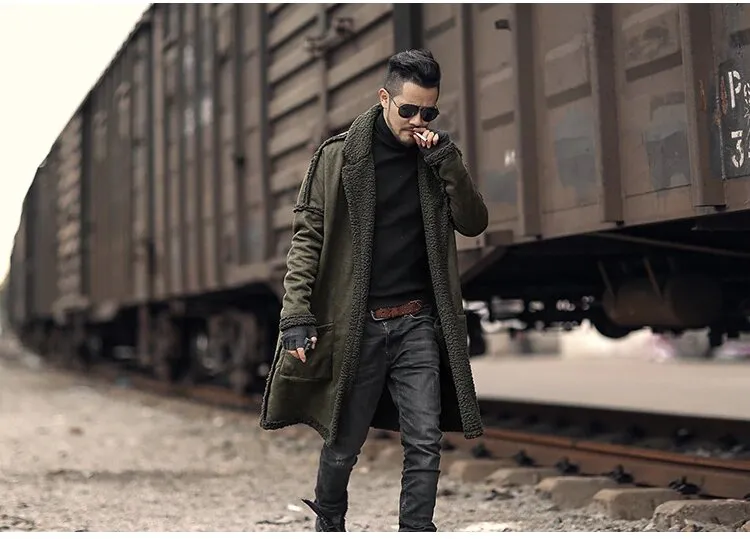 Men's Winter Warm Plush Slim Two-Side Long Furry Coat