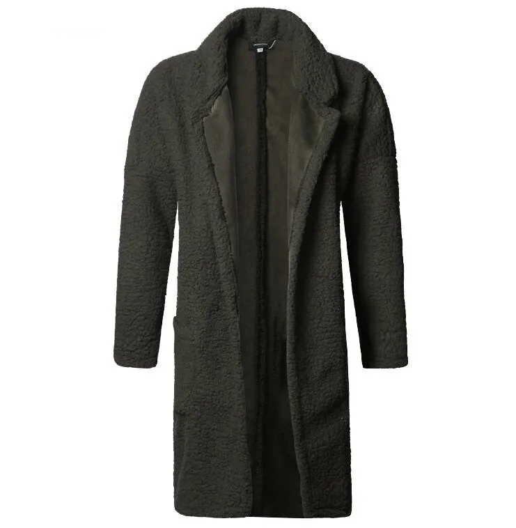 Men's Winter Warm Plush Slim Two-Side Long Furry Coat