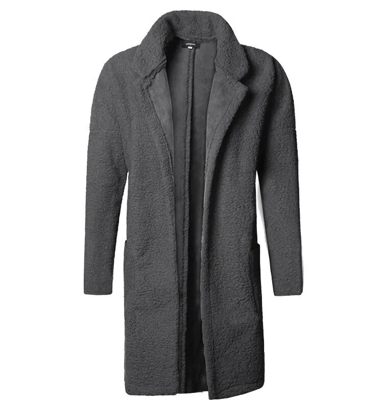 Men's Winter Warm Plush Slim Two-Side Long Furry Coat