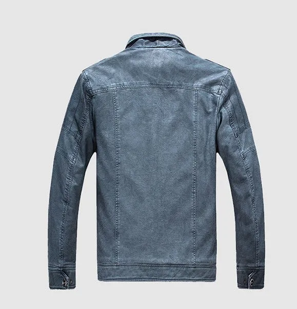 Men's Winter Warm PU Leather Jacket With Fur Lining