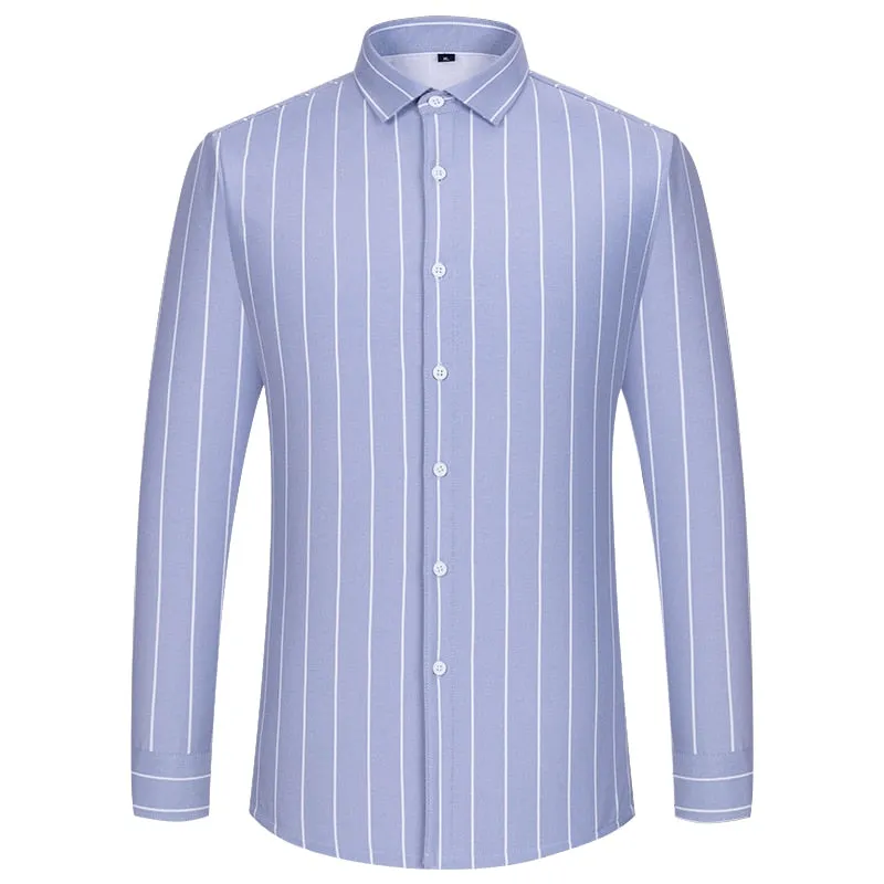 Men's Woven Long Sleeve Button Down Broad Stripe Oxford Shirt