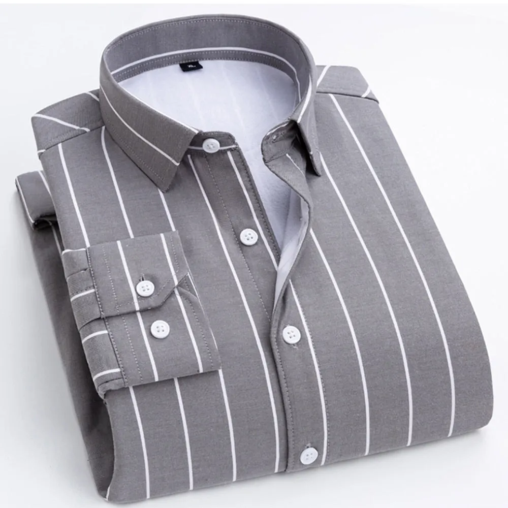 Men's Woven Long Sleeve Button Down Broad Stripe Oxford Shirt