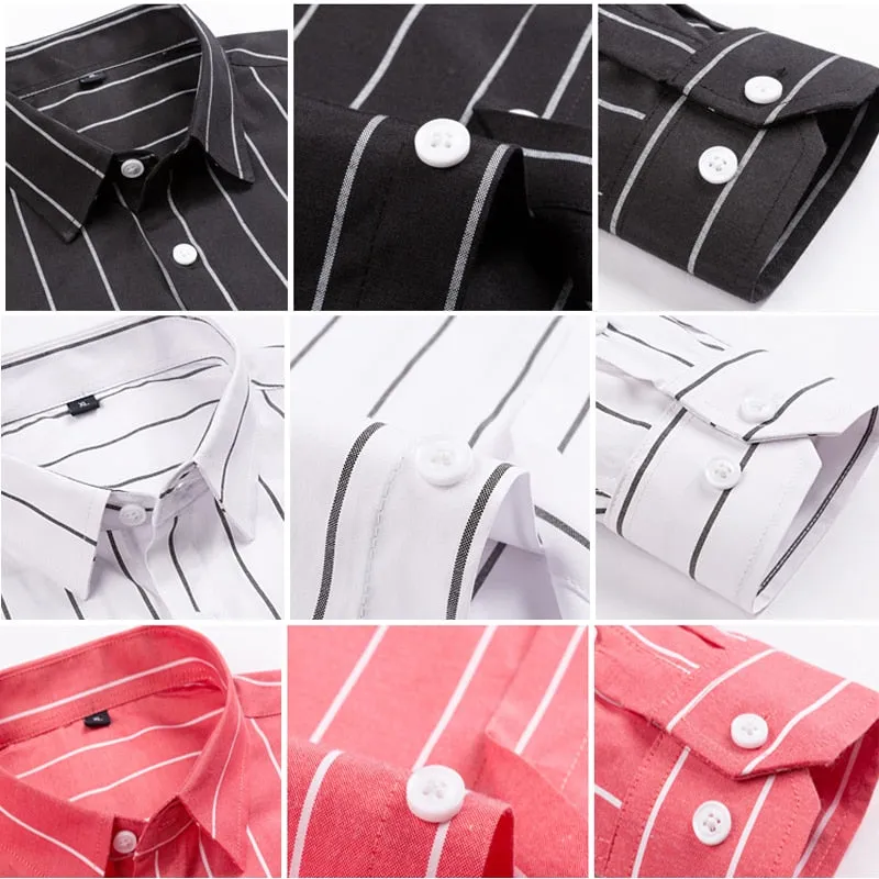 Men's Woven Long Sleeve Button Down Broad Stripe Oxford Shirt