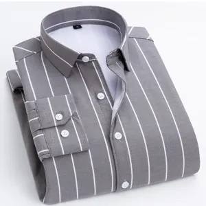 Men's Woven Long Sleeve Button Down Broad Stripe Oxford Shirt