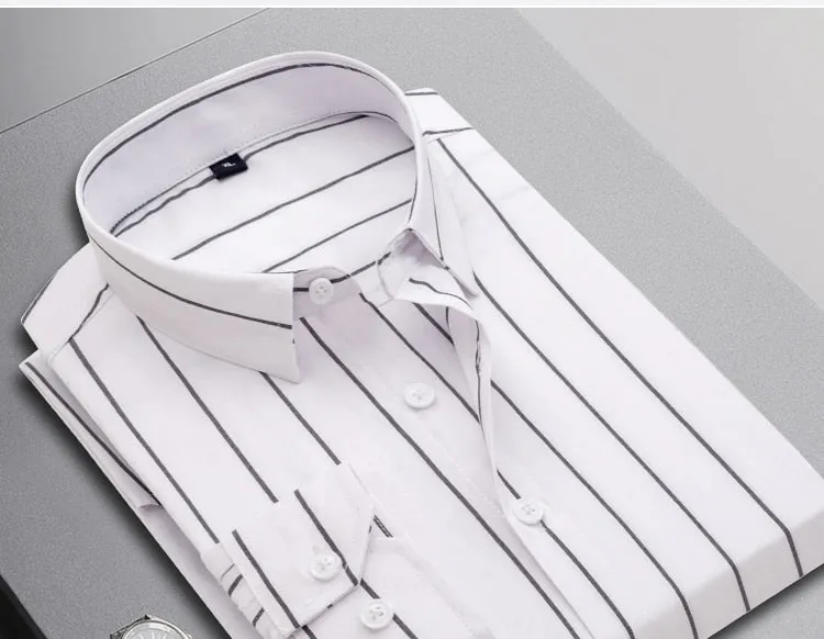 Men's Woven Long Sleeve Button Down Broad Stripe Oxford Shirt