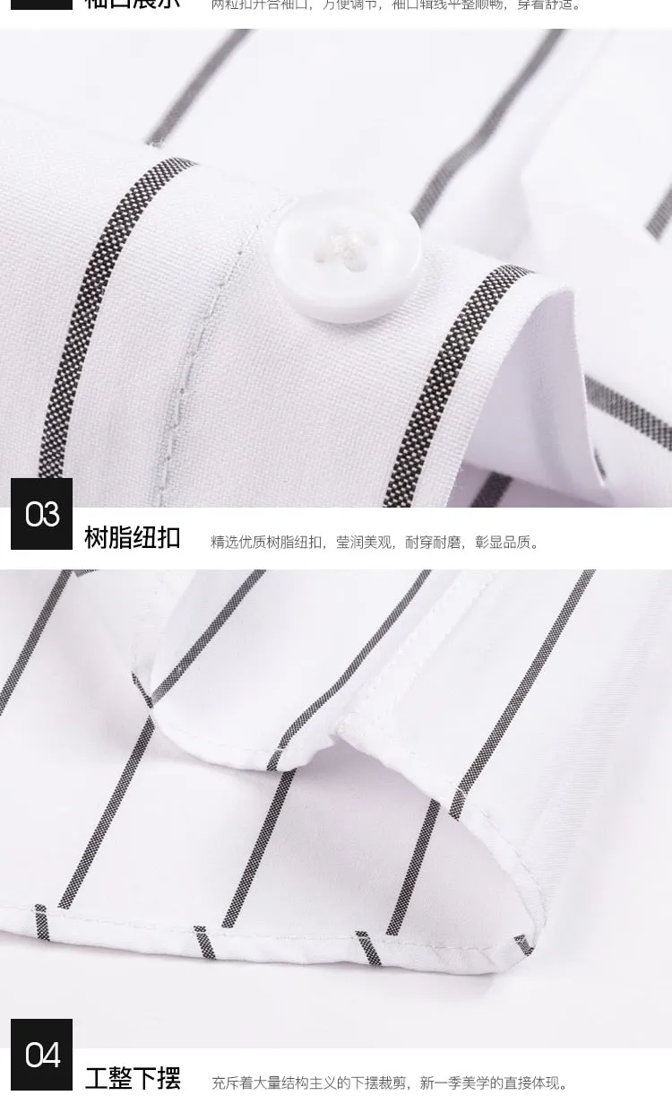 Men's Woven Long Sleeve Button Down Broad Stripe Oxford Shirt