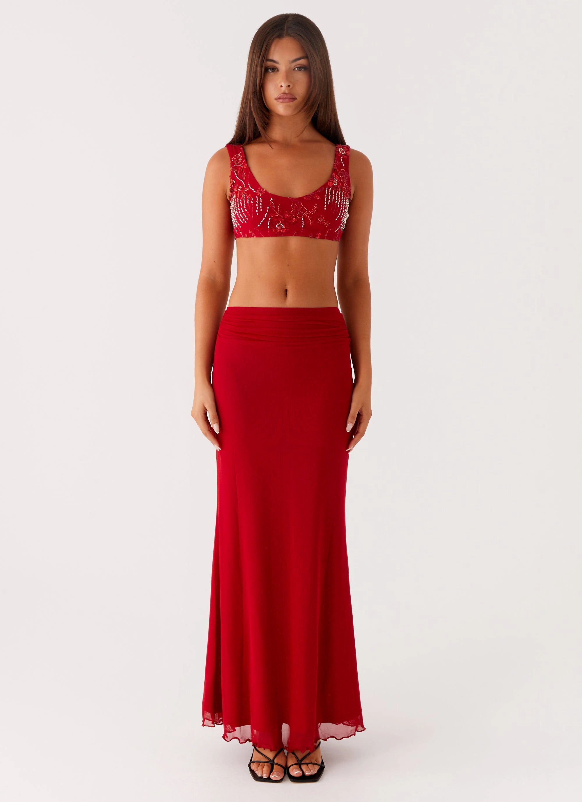 Simple Shirt Mercer Sequin Bralette - Red
